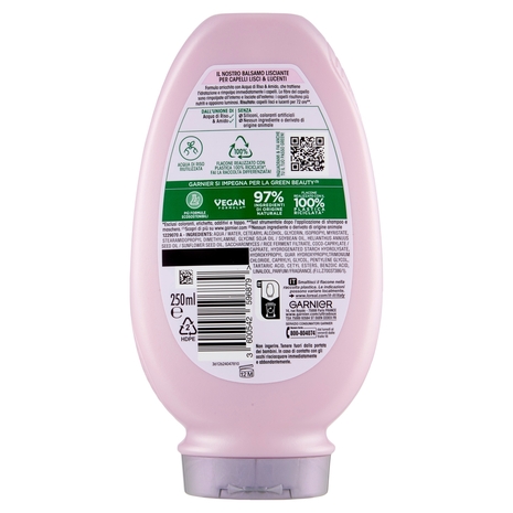 Garnier Ultra Dolce Infuso di Acqua di Riso & Amido, Balsamo Lisciante 250 ml